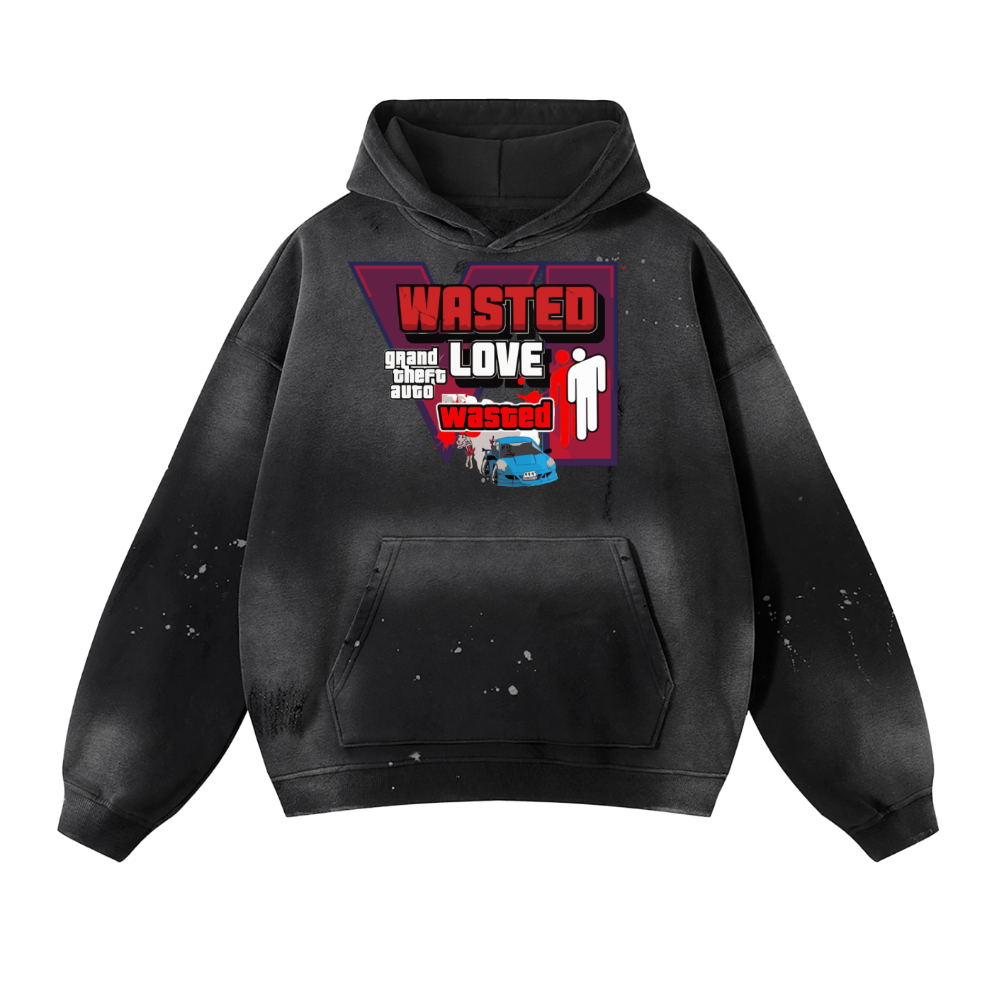 Wasted Vintage Washed Frayed Fleece Hoodie
