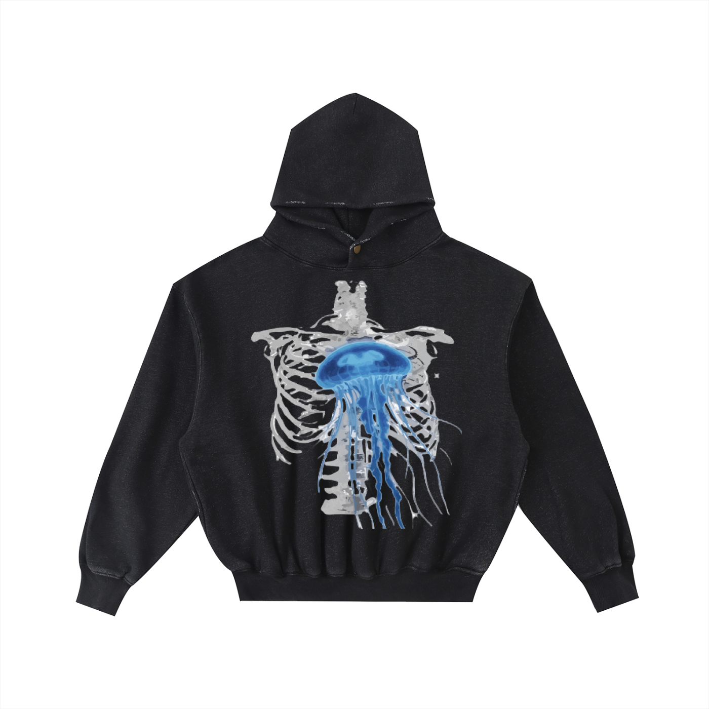 Frayed Enzyme Washed Fleece Hoodie