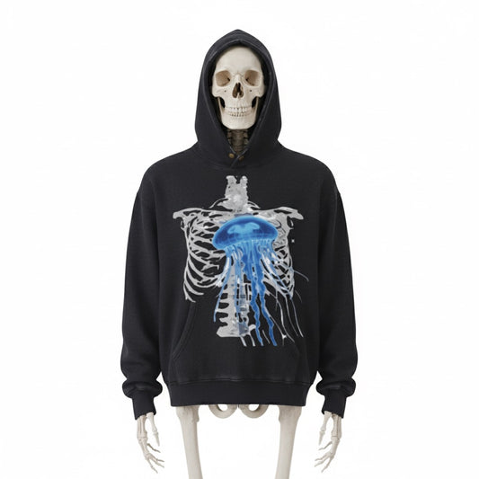 Frayed Enzyme Washed Fleece Hoodie